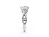 White gold Oval Cut Diamond Solitaire Ring with Four-Prong Setting and Twisted Pavé Band_60