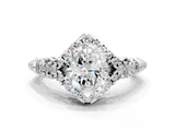 White gold Oval Cut Diamond Solitaire Ring with Hidden Halo and Pavé Band_33