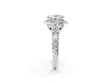 White gold Oval Cut Diamond Solitaire Ring with Hidden Halo and Pavé Band_35
