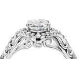 White gold Oval Cut Diamond Solitaire Ring with Hidden Halo and Pavé Band_37