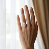 White gold Oval Cut Diamond Solitaire Ring with Micro Pave Band and Four Prong Setting_39