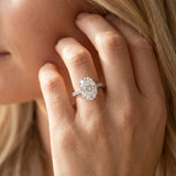 White gold Oval Cut Diamond Solitaire Ring with Micro Pave Band and Four Prong Setting_41