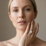 White gold Oval Cut Diamond Solitaire Ring with Pavé Accents and Four-Prong Setting_70