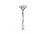 White gold Oval Cut Diamond Solitaire Ring with Pavé Band and Four-Prong Setting_375