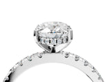 White gold Oval Cut Diamond Solitaire Ring with Pavé Band and Four-Prong Setting_380