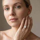 White gold Oval Cut Diamond Solitaire Ring with Pavé Band and Four-Prong Setting_394