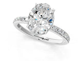 White gold Oval Cut Diamond Solitaire Ring with Pavé Band and Hidden Halo_39