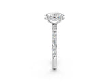 White gold Oval Cut Diamond Solitaire Ring with Pavé Band and Hidden Halo_40