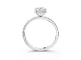 White gold Oval Cut Diamond Solitaire Ring with Pavé Band and Hidden Halo_41