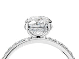 White gold Oval Cut Diamond Solitaire Ring with Pavé Band and Hidden Halo_42