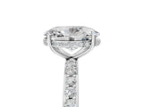 White gold Oval Cut Diamond Solitaire Ring with Pavé Band and Hidden Halo_43