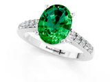 White gold Oval Cut Diamond Solitaire Ring with Pavé Band and Prong Setting_1