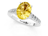 White gold Oval Cut Diamond Solitaire Ring with Pavé Band and Prong Setting_1