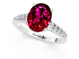 White gold Oval Cut Diamond Solitaire Ring with Pavé Band and Prong Setting_1