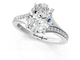 White gold Oval Cut Diamond Solitaire Ring with Pavé Band and Prong Setting_29