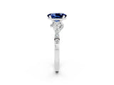 White gold Oval Cut Diamond Solitaire Ring with Pavé Band and Prong Setting_2