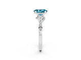 White gold Oval Cut Diamond Solitaire Ring with Pavé Band and Prong Setting_2