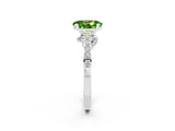 White gold Oval Cut Diamond Solitaire Ring with Pavé Band and Prong Setting_2