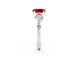 White gold Oval Cut Diamond Solitaire Ring with Pavé Band and Prong Setting_2