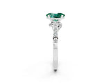 White gold Oval Cut Diamond Solitaire Ring with Pavé Band and Prong Setting_2