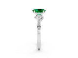 White gold Oval Cut Diamond Solitaire Ring with Pavé Band and Prong Setting_2