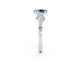 White gold Oval Cut Diamond Solitaire Ring with Pavé Band and Prong Setting_2