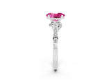 White gold Oval Cut Diamond Solitaire Ring with Pavé Band and Prong Setting_2