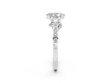 White gold Oval Cut Diamond Solitaire Ring with Pavé Band and Prong Setting_2