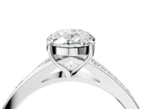 White gold Oval Cut Diamond Solitaire Ring with Pavé Band and Prong Setting_32