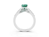 White gold Oval Cut Diamond Solitaire Ring with Pavé Band and Prong Setting_3