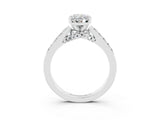 White gold Oval Cut Diamond Solitaire Ring with Pavé Band and Prong Setting_3