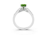 White gold Oval Cut Diamond Solitaire Ring with Pavé Band and Prong Setting_3