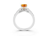 White gold Oval Cut Diamond Solitaire Ring with Pavé Band and Prong Setting_3
