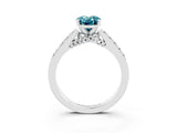 White gold Oval Cut Diamond Solitaire Ring with Pavé Band and Prong Setting_3