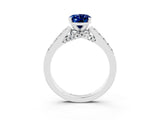 White gold Oval Cut Diamond Solitaire Ring with Pavé Band and Prong Setting_3