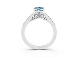 White gold Oval Cut Diamond Solitaire Ring with Pavé Band and Prong Setting_3