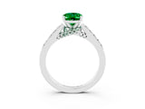 White gold Oval Cut Diamond Solitaire Ring with Pavé Band and Prong Setting_3