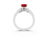 White gold Oval Cut Diamond Solitaire Ring with Pavé Band and Prong Setting_3