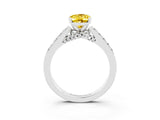 White gold Oval Cut Diamond Solitaire Ring with Pavé Band and Prong Setting_3