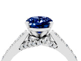 White gold Oval Cut Diamond Solitaire Ring with Pavé Band and Prong Setting_4