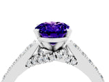 White gold Oval Cut Diamond Solitaire Ring with Pavé Band and Prong Setting_4