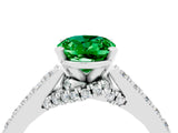 White gold Oval Cut Diamond Solitaire Ring with Pavé Band and Prong Setting_4