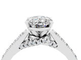 White gold Oval Cut Diamond Solitaire Ring with Pavé Band and Prong Setting_4