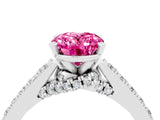 White gold Oval Cut Diamond Solitaire Ring with Pavé Band and Prong Setting_4