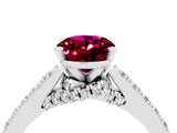 White gold Oval Cut Diamond Solitaire Ring with Pavé Band and Prong Setting_4