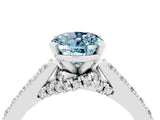White gold Oval Cut Diamond Solitaire Ring with Pavé Band and Prong Setting_4