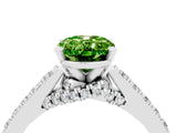 White gold Oval Cut Diamond Solitaire Ring with Pavé Band and Prong Setting_4