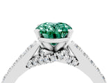 White gold Oval Cut Diamond Solitaire Ring with Pavé Band and Prong Setting_4