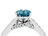 White gold Oval Cut Diamond Solitaire Ring with Pavé Band and Prong Setting_4