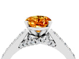 White gold Oval Cut Diamond Solitaire Ring with Pavé Band and Prong Setting_4